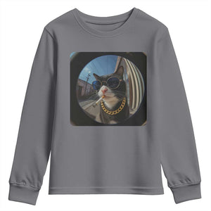 Smoking Cat Youth Sweatshirt Meme Funny Cool Kitten TS12 Charcoal Print Your Wear
