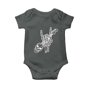 Rock N Roll Baby Onesie Skeleton Hand Playing Guitar Heavy Metal Music TS12 Dark Heather Print Your Wear