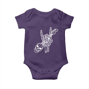 Rock N Roll Baby Onesie Skeleton Hand Playing Guitar Heavy Metal Music TS12 Purple Print Your Wear