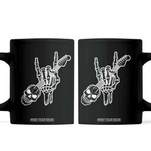 Rock N Roll Coffee Mug Skeleton Hand Playing Guitar Heavy Metal Music TS12 Black Print Your Wear