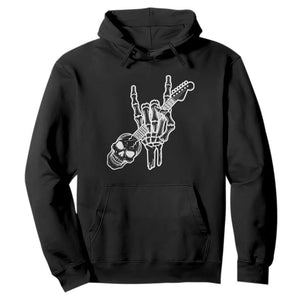Rock N Roll Hoodie Skeleton Hand Playing Guitar Heavy Metal Music TS12 Black Print Your Wear