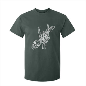 Rock N Roll T Shirt For Kid Skeleton Hand Playing Guitar Heavy Metal Music TS12 Dark Forest Green Print Your Wear