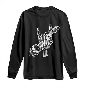 Rock N Roll Long Sleeve Shirt Skeleton Hand Playing Guitar Heavy Metal Music TS12 Black Print Your Wear