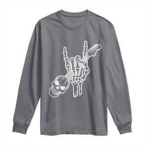Rock N Roll Long Sleeve Shirt Skeleton Hand Playing Guitar Heavy Metal Music TS12 Charcoal Print Your Wear