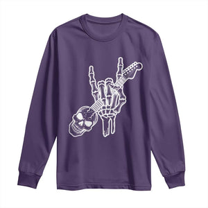 Rock N Roll Long Sleeve Shirt Skeleton Hand Playing Guitar Heavy Metal Music TS12 Purple Print Your Wear