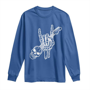 Rock N Roll Long Sleeve Shirt Skeleton Hand Playing Guitar Heavy Metal Music TS12 Royal Blue Print Your Wear