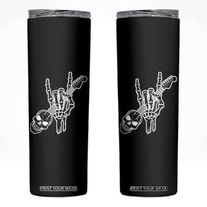 Rock N Roll Skinny Tumbler Skeleton Hand Playing Guitar Heavy Metal Music TS12 Black Print Your Wear