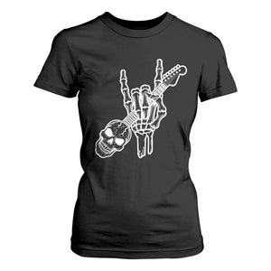 Rock N Roll T Shirt For Women Skeleton Hand Playing Guitar Heavy Metal Music TS12 Black Print Your Wear