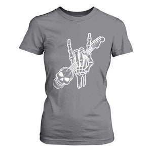 Rock N Roll T Shirt For Women Skeleton Hand Playing Guitar Heavy Metal Music TS12 Charcoal Print Your Wear
