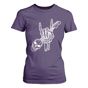 Rock N Roll T Shirt For Women Skeleton Hand Playing Guitar Heavy Metal Music TS12 Purple Print Your Wear