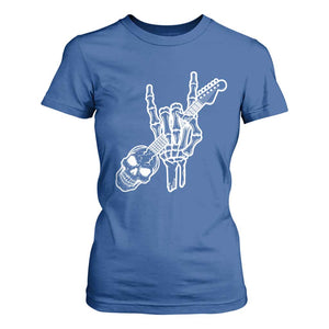Rock N Roll T Shirt For Women Skeleton Hand Playing Guitar Heavy Metal Music TS12 Royal Blue Print Your Wear
