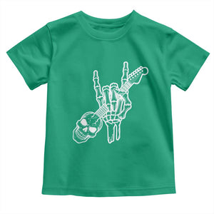 Rock N Roll Toddler T Shirt Skeleton Hand Playing Guitar Heavy Metal Music TS12 Irish Green Print Your Wear