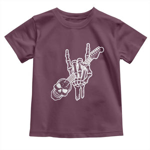 Rock N Roll Toddler T Shirt Skeleton Hand Playing Guitar Heavy Metal Music TS12 Maroon Print Your Wear