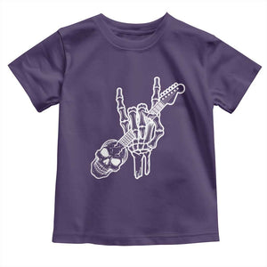Rock N Roll Toddler T Shirt Skeleton Hand Playing Guitar Heavy Metal Music TS12 Purple Print Your Wear