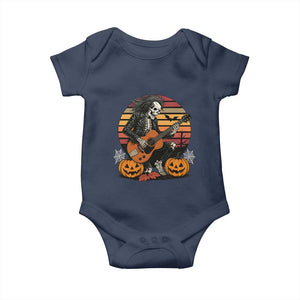 Halloween Rock Baby Onesie Skeleton Playing Guitar Rock And Roll TS12 Navy Print Your Wear