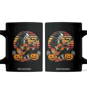Halloween Rock Coffee Mug Skeleton Playing Guitar Rock And Roll TS12 Black Print Your Wear