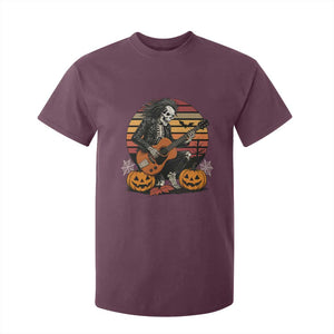 Halloween Rock T Shirt For Kid Skeleton Playing Guitar Rock And Roll TS12 Maroon Print Your Wear