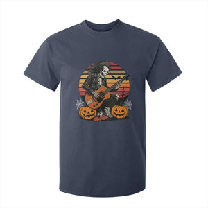 Halloween Rock T Shirt For Kid Skeleton Playing Guitar Rock And Roll TS12 Navy Print Your Wear