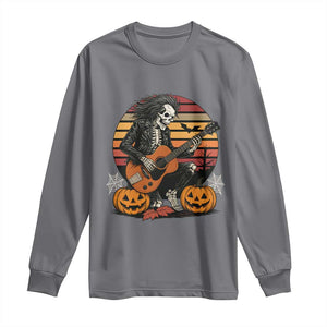 Halloween Rock Long Sleeve Shirt Skeleton Playing Guitar Rock And Roll TS12 Charcoal Print Your Wear