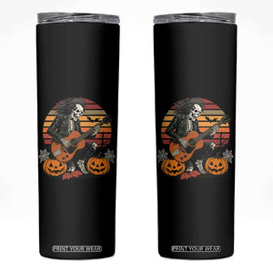 Halloween Rock Skinny Tumbler Skeleton Playing Guitar Rock And Roll TS12 Black Print Your Wear