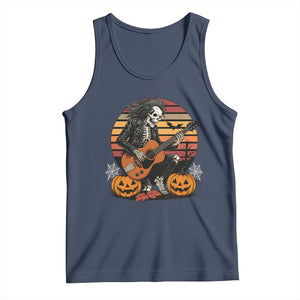 Halloween Rock Tank Top Skeleton Playing Guitar Rock And Roll TS12 Navy Print Your Wear
