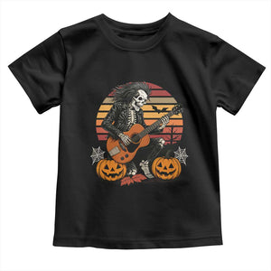 Halloween Rock Toddler T Shirt Skeleton Playing Guitar Rock And Roll TS12 Black Print Your Wear