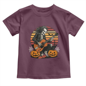 Halloween Rock Toddler T Shirt Skeleton Playing Guitar Rock And Roll TS12 Maroon Print Your Wear