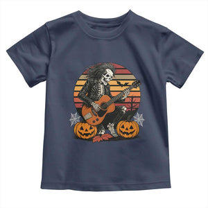 Halloween Rock Toddler T Shirt Skeleton Playing Guitar Rock And Roll TS12 Navy Print Your Wear