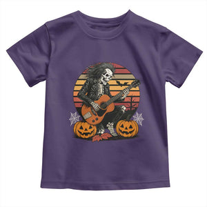 Halloween Rock Toddler T Shirt Skeleton Playing Guitar Rock And Roll TS12 Purple Print Your Wear