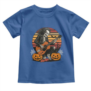 Halloween Rock Toddler T Shirt Skeleton Playing Guitar Rock And Roll TS12 Royal Blue Print Your Wear