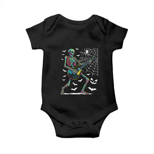 Halloween Rock And Roll Baby Onesie Skeleton Playing Guitar TS12 Black Print Your Wear