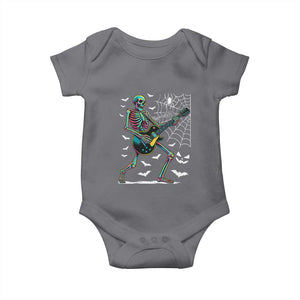 Halloween Rock And Roll Baby Onesie Skeleton Playing Guitar TS12 Charcoal Print Your Wear