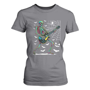 Halloween Rock And Roll T Shirt For Women Skeleton Playing Guitar TS12 Charcoal Print Your Wear