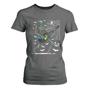 Halloween Rock And Roll T Shirt For Women Skeleton Playing Guitar TS12 Dark Heather Print Your Wear