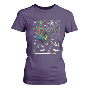 Halloween Rock And Roll T Shirt For Women Skeleton Playing Guitar TS12 Purple Print Your Wear