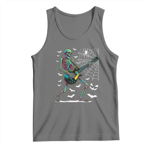 Halloween Rock And Roll Tank Top Skeleton Playing Guitar TS12 Black Heather Print Your Wear
