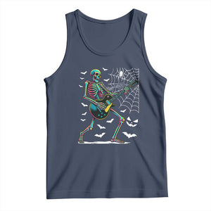 Halloween Rock And Roll Tank Top Skeleton Playing Guitar TS12 Navy Print Your Wear