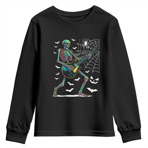 Halloween Rock And Roll Youth Sweatshirt Skeleton Playing Guitar TS12 Black Print Your Wear