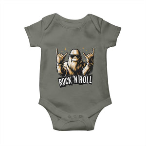 Funny Bigfoot Rock N Roll Baby Onesie Music Lover Sasquatch TS12 Military Green Print Your Wear