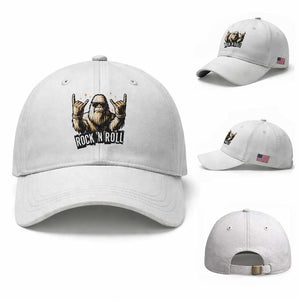 Funny Bigfoot Rock N Roll Baseball Cap Music Lover Sasquatch TS12 Baseball Cap Universal Fit White Print Your Wear