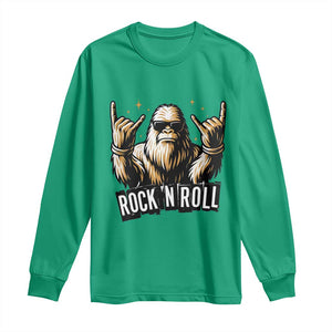Funny Bigfoot Rock N Roll Long Sleeve Shirt Music Lover Sasquatch TS12 Irish Green Print Your Wear