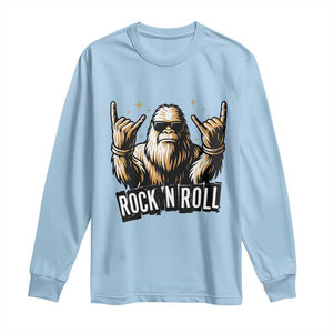 Funny Bigfoot Rock N Roll Long Sleeve Shirt Music Lover Sasquatch TS12 Light Blue Print Your Wear