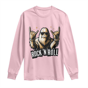 Funny Bigfoot Rock N Roll Long Sleeve Shirt Music Lover Sasquatch TS12 Light Pink Print Your Wear