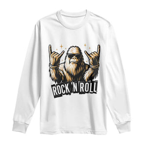 Funny Bigfoot Rock N Roll Long Sleeve Shirt Music Lover Sasquatch TS12 White Print Your Wear