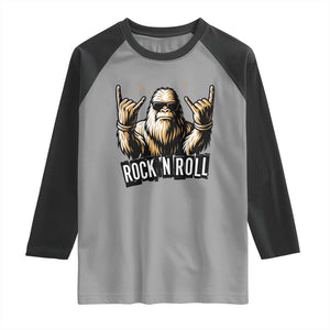 Funny Bigfoot Rock N Roll Raglan Shirt Music Lover Sasquatch TS12 Sport Gray Black Print Your Wear
