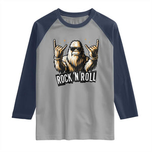 Funny Bigfoot Rock N Roll Raglan Shirt Music Lover Sasquatch TS12 Sport Gray Navy Print Your Wear