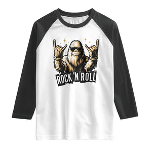 Funny Bigfoot Rock N Roll Raglan Shirt Music Lover Sasquatch TS12 White Black Print Your Wear