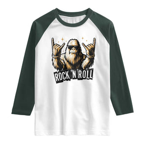 Funny Bigfoot Rock N Roll Raglan Shirt Music Lover Sasquatch TS12 White Dark Forest Green Print Your Wear