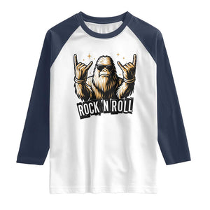 Funny Bigfoot Rock N Roll Raglan Shirt Music Lover Sasquatch TS12 White Navy Print Your Wear