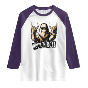 Funny Bigfoot Rock N Roll Raglan Shirt Music Lover Sasquatch TS12 White Purple Print Your Wear